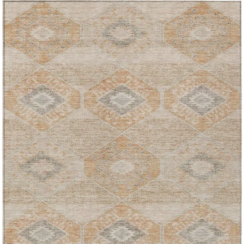 Copper And Gray Aztec Washable Indoor Outdoor Area Rug Photo 6
