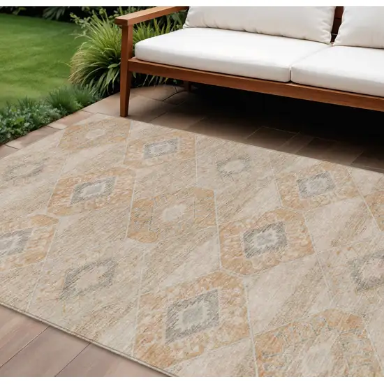 Copper And Gray Aztec Washable Indoor Outdoor Area Rug Photo 2
