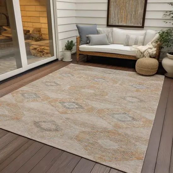 Copper And Gray Aztec Washable Indoor Outdoor Area Rug Photo 6
