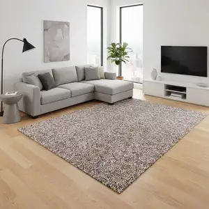 Photo of Copper And Gray Floral Washable Area Rug With UV Protection