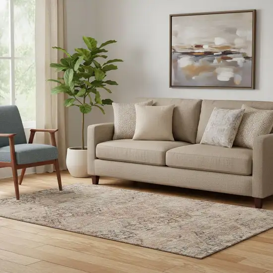 Copper And Gray Geometric Washable Area Rug With UV Protection Photo 2