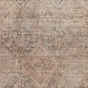 Photo of Copper And Gray Geometric Washable Area Rug With UV Protection