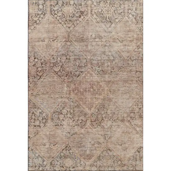 Copper And Gray Geometric Washable Area Rug With UV Protection Photo 1