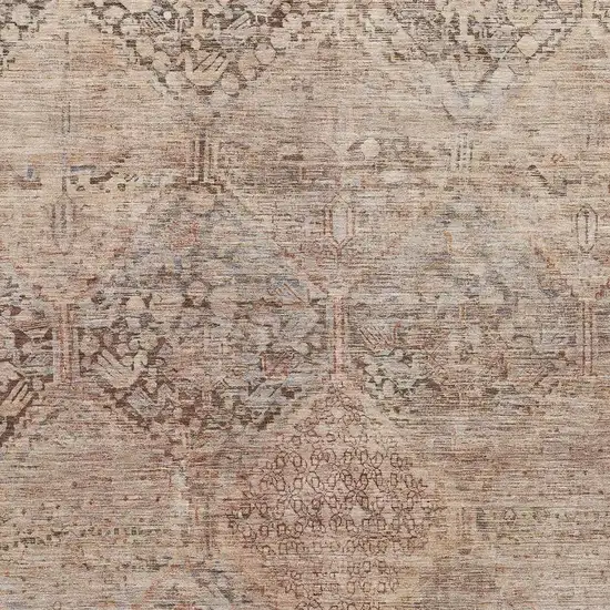 Copper And Gray Geometric Washable Area Rug With UV Protection Photo 2