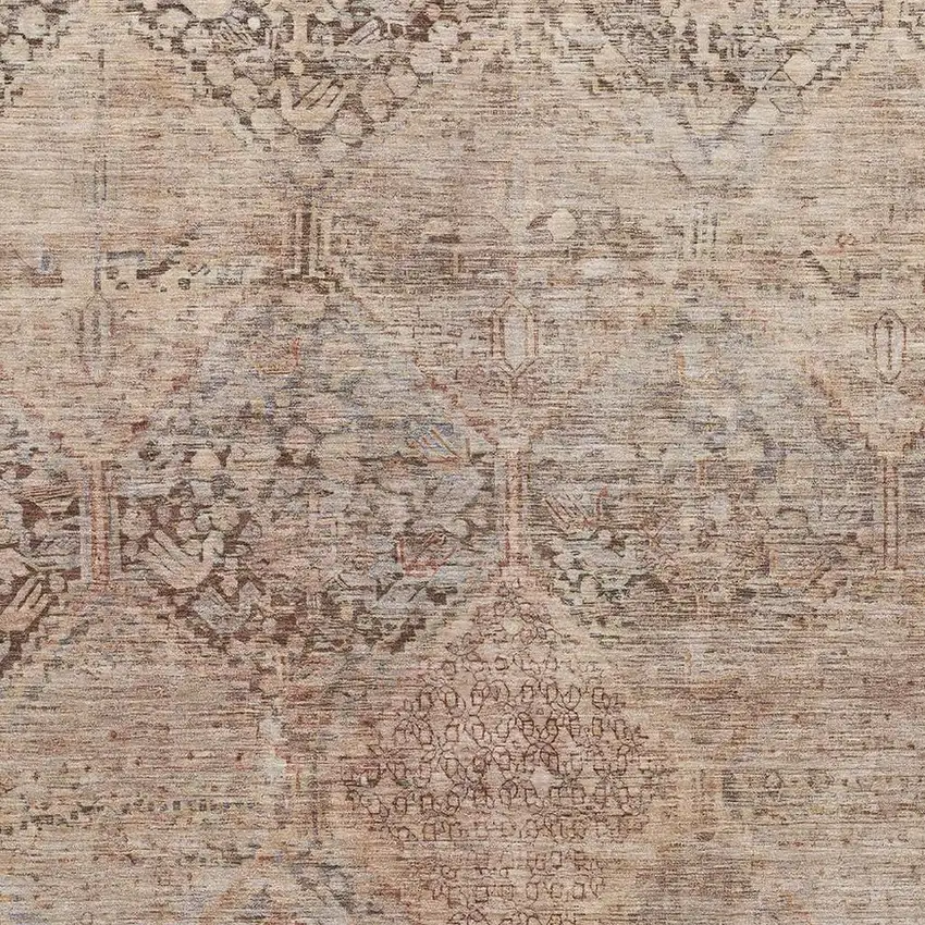 Copper And Gray Geometric Washable Area Rug With UV Protection Photo 2