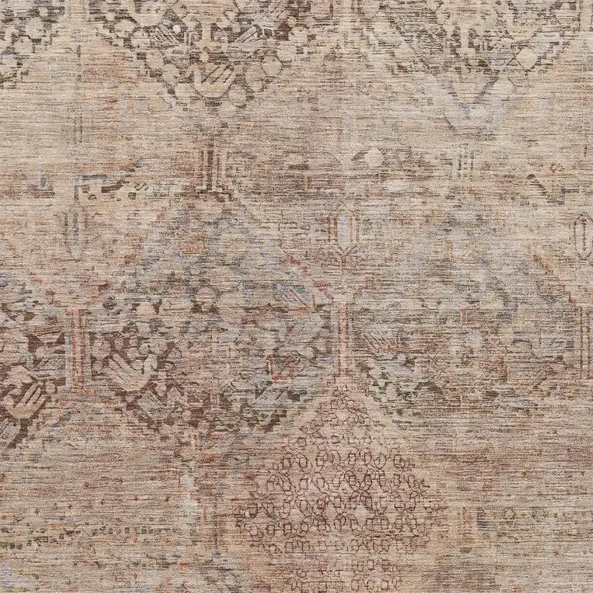 Copper And Gray Geometric Washable Area Rug With UV Protection Photo 2