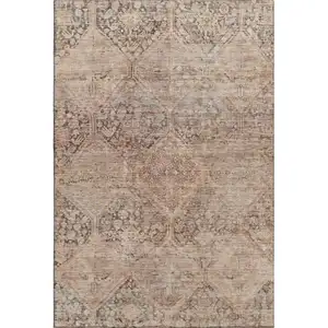 Photo of Copper And Gray Geometric Washable Area Rug With UV Protection