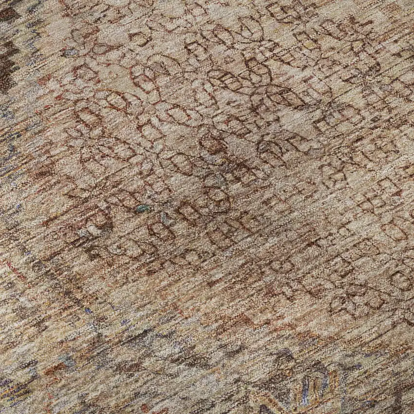 Copper And Gray Geometric Washable Area Rug With UV Protection Photo 9