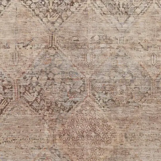 Copper And Gray Geometric Washable Area Rug With UV Protection Photo 2