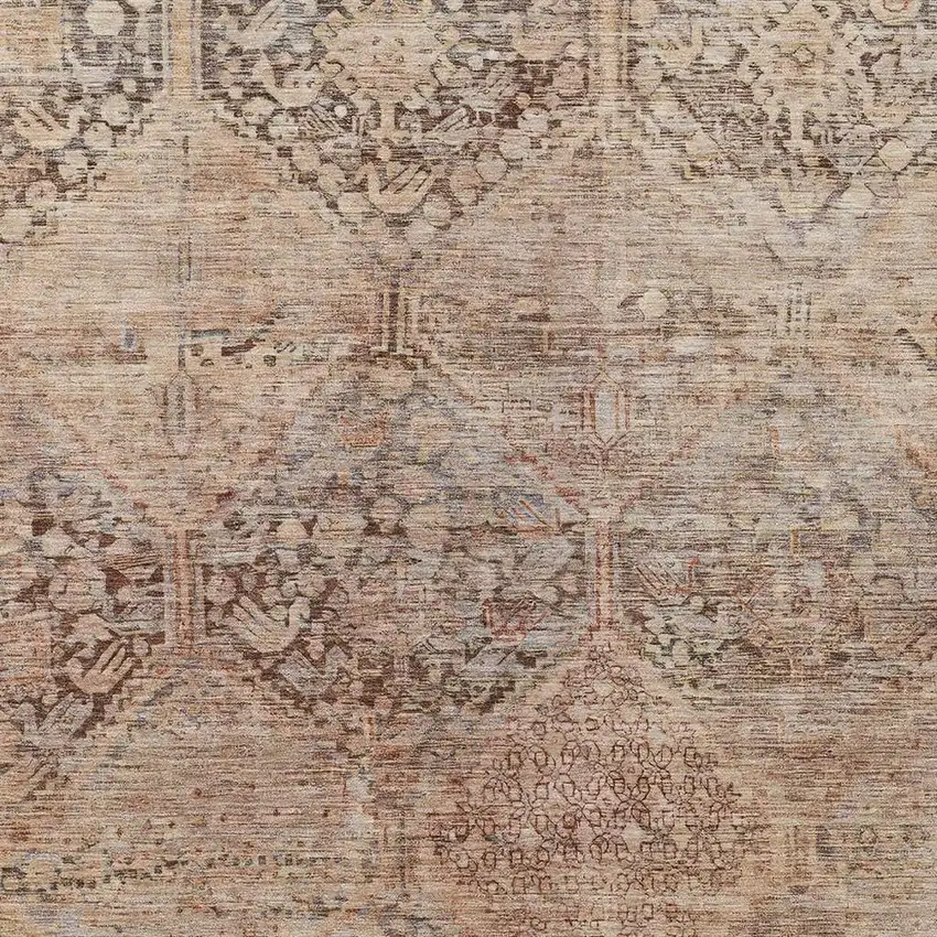 Copper And Gray Geometric Washable Indoor Outdoor Area Rug Photo 3