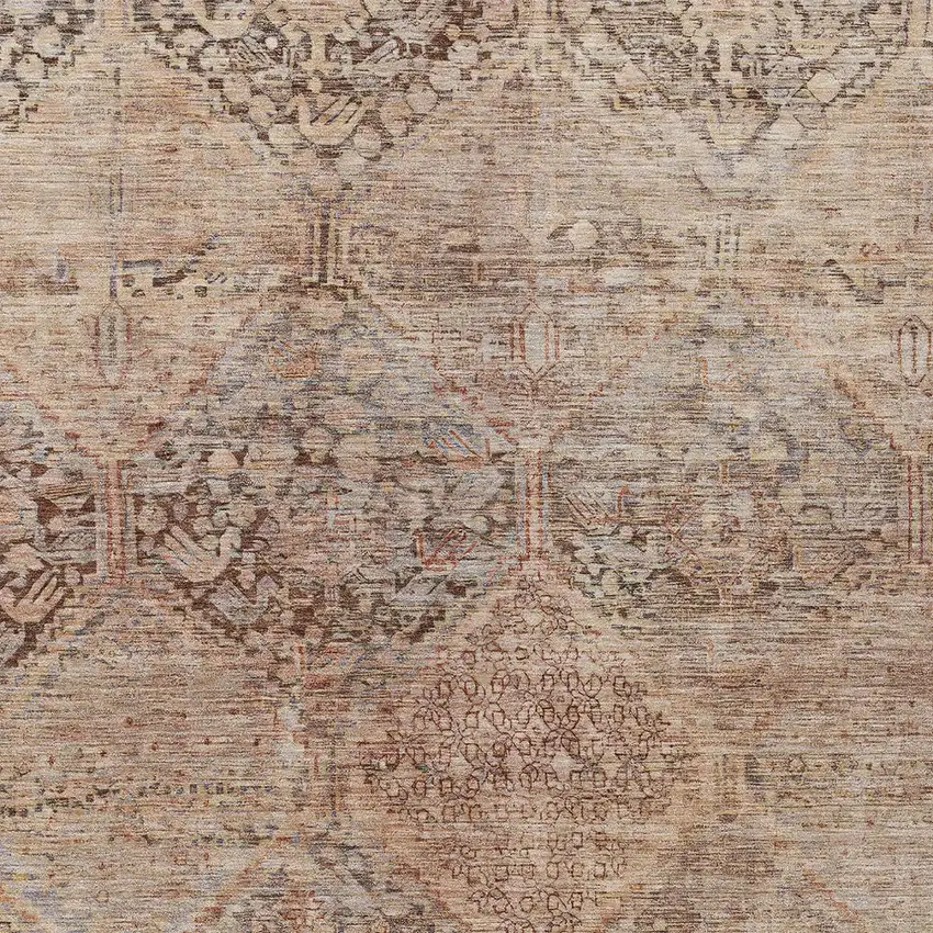 Copper And Gray Geometric Washable Indoor Outdoor Area Rug Photo 7