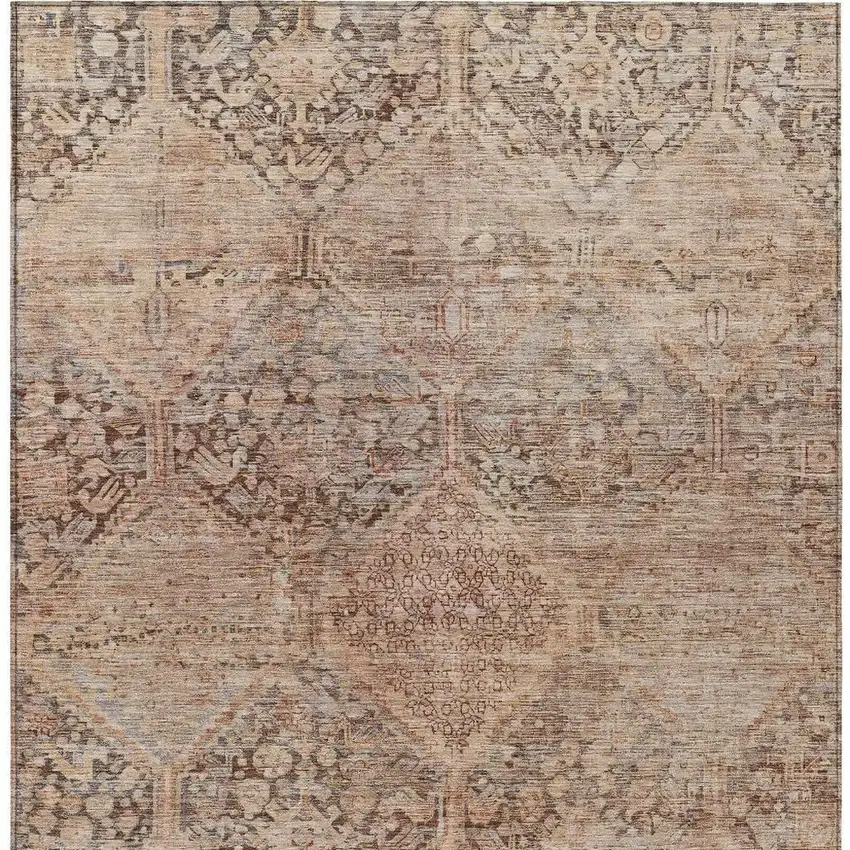 Copper And Gray Geometric Washable Indoor Outdoor Area Rug Photo 4