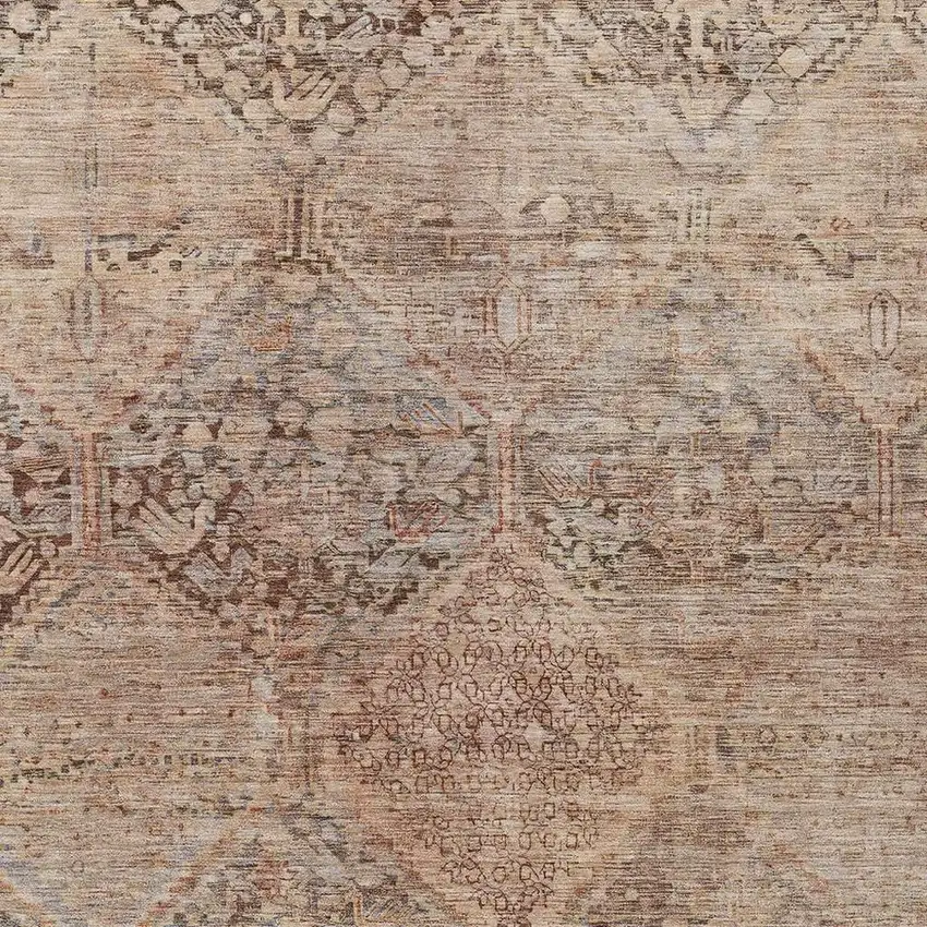 Copper And Gray Geometric Washable Indoor Outdoor Area Rug Photo 3