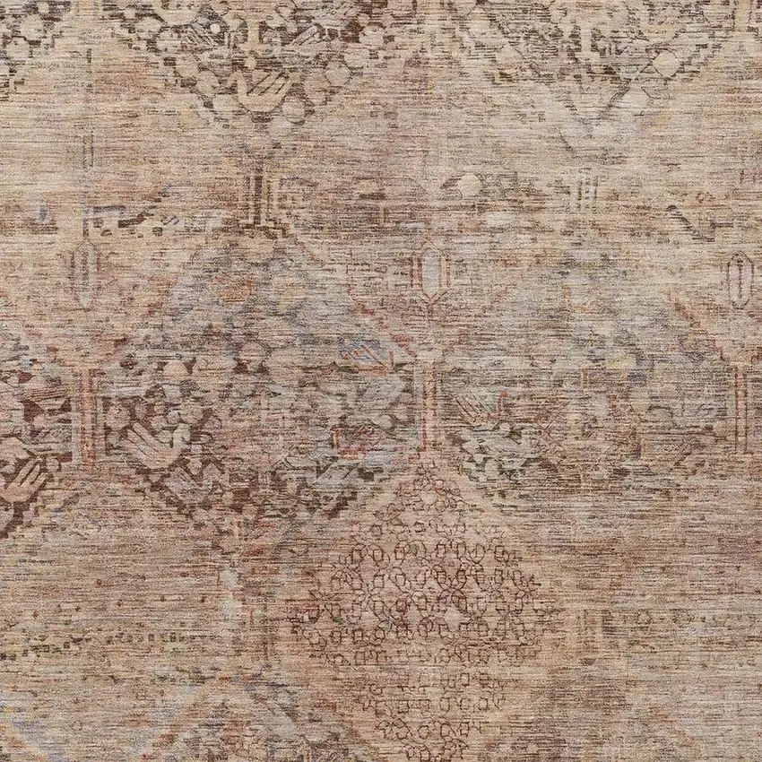 Copper And Gray Geometric Washable Indoor Outdoor Area Rug Photo 4