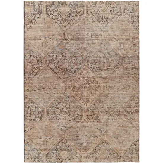 Copper And Gray Geometric Washable Indoor Outdoor Area Rug Photo 1