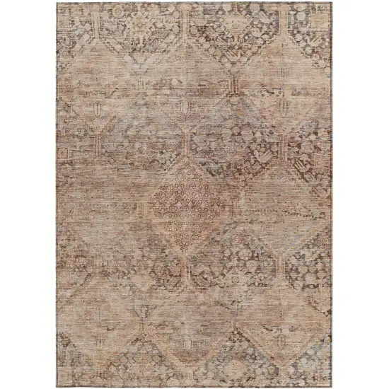 Copper And Gray Geometric Washable Indoor Outdoor Area Rug Photo 3