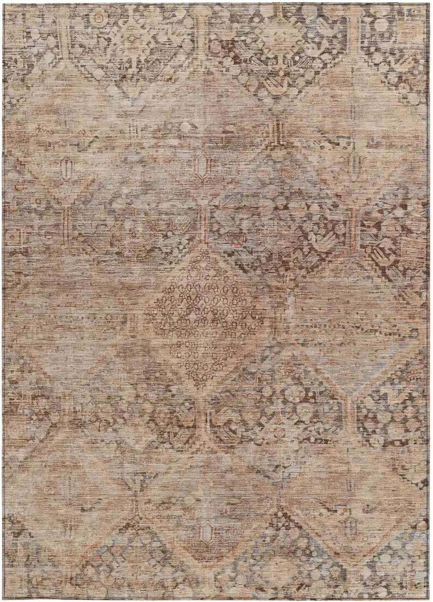 Copper And Gray Geometric Washable Indoor Outdoor Area Rug Photo 3