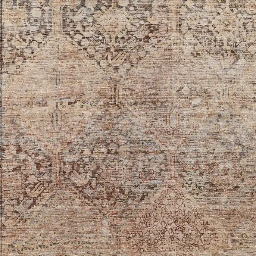 Copper And Gray Geometric Washable Indoor Outdoor Area Rug Photo 3