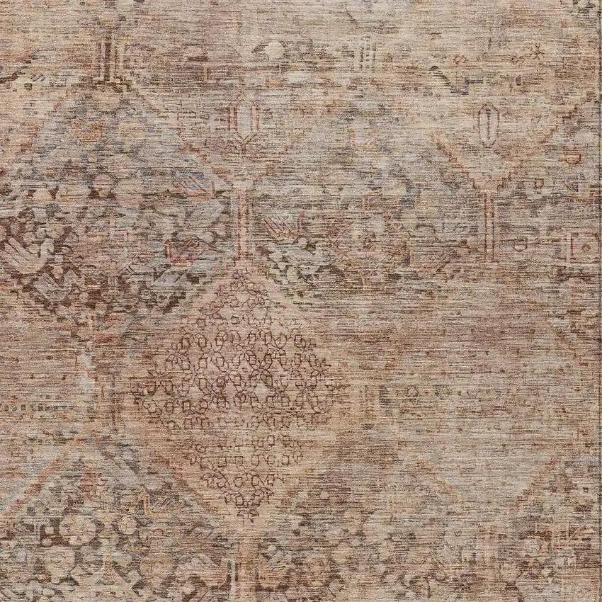 Copper And Gray Geometric Washable Indoor Outdoor Area Rug Photo 4