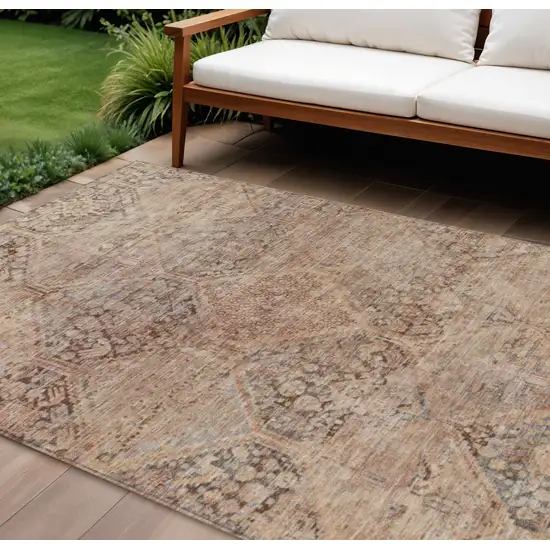 Copper And Gray Geometric Washable Indoor Outdoor Area Rug Photo 2