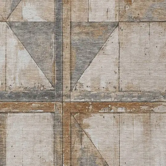 Copper And Gray Geometric Washable Indoor Outdoor Area Rug Photo 3