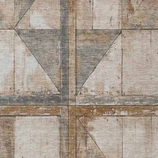 Copper And Gray Geometric Washable Indoor Outdoor Area Rug Photo 8