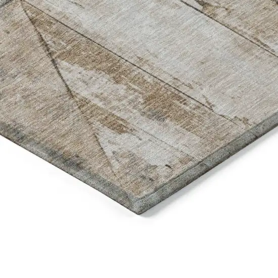 Copper And Gray Geometric Washable Indoor Outdoor Area Rug Photo 6