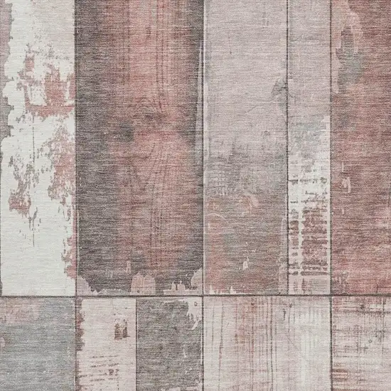 Copper And Gray Geometric Washable Indoor Outdoor Area Rug Photo 3