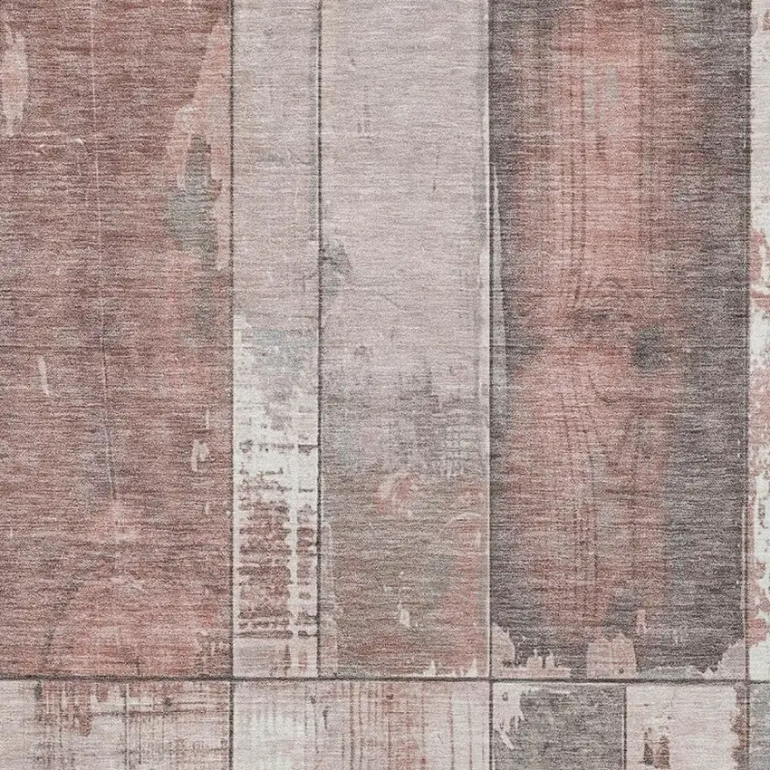 Copper And Gray Geometric Washable Indoor Outdoor Area Rug Photo 3