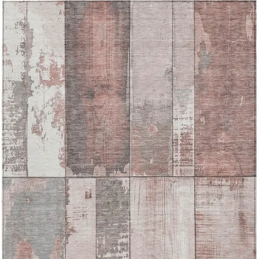 Copper And Gray Geometric Washable Indoor Outdoor Area Rug Photo 3