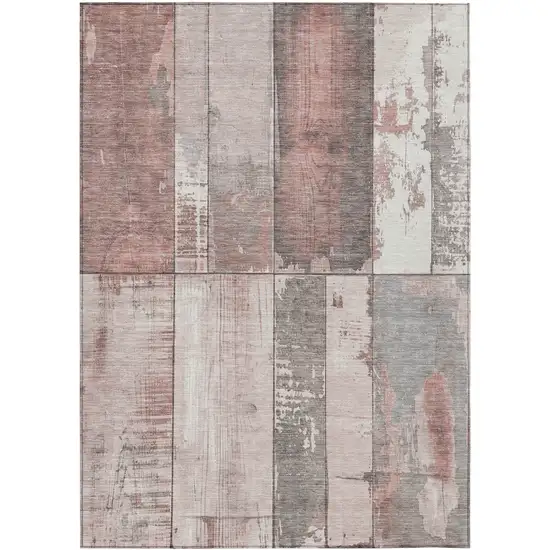 Copper And Gray Geometric Washable Indoor Outdoor Area Rug Photo 9