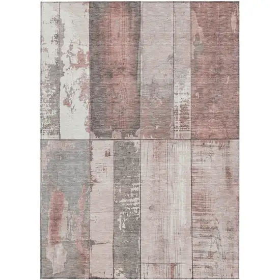 Copper And Gray Geometric Washable Indoor Outdoor Area Rug Photo 1
