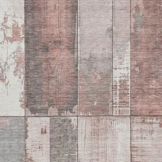 Copper And Gray Geometric Washable Indoor Outdoor Area Rug Photo 3