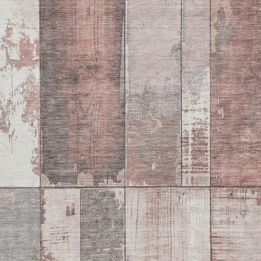 Copper And Gray Geometric Washable Indoor Outdoor Area Rug Photo 3