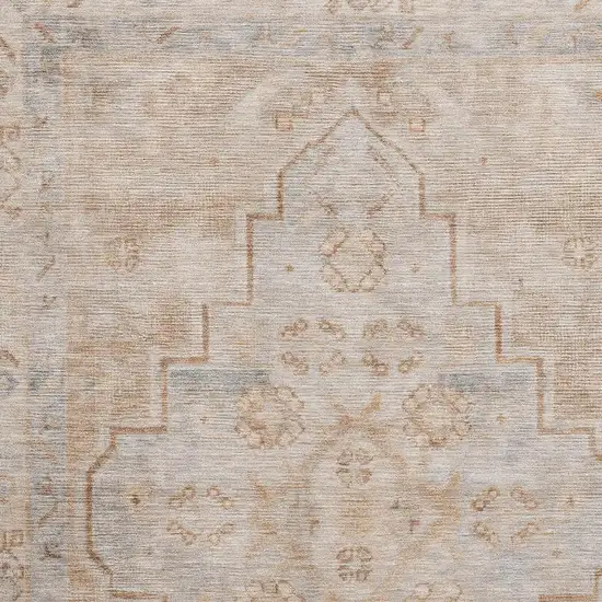 Copper And Gray Medallion Washable Area Rug With UV Protection Photo 3