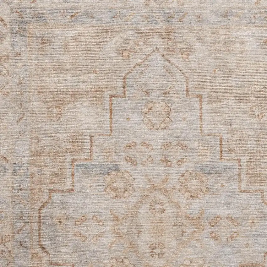 Copper And Gray Medallion Washable Area Rug With UV Protection Photo 3