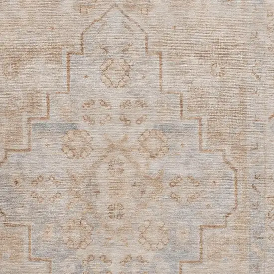 Copper And Gray Medallion Washable Area Rug With UV Protection Photo 3