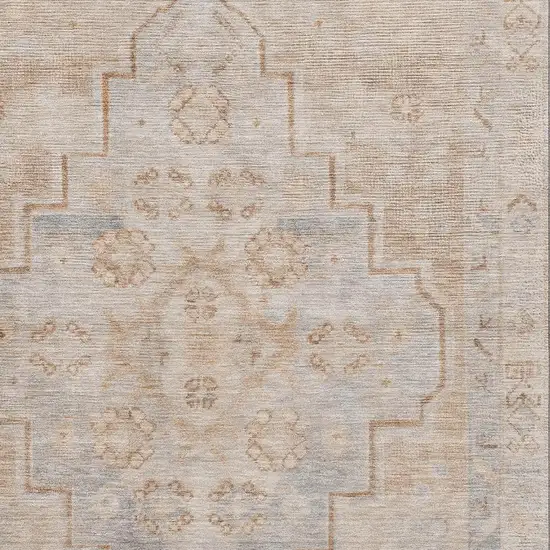 Copper And Gray Medallion Washable Area Rug With UV Protection Photo 3