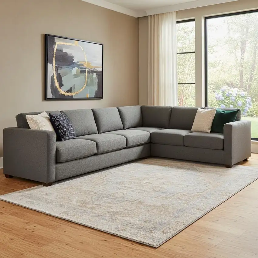 Copper And Gray Medallion Washable Area Rug With UV Protection Photo 2