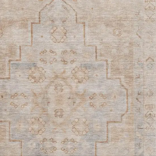 Copper And Gray Medallion Washable Area Rug With UV Protection Photo 3