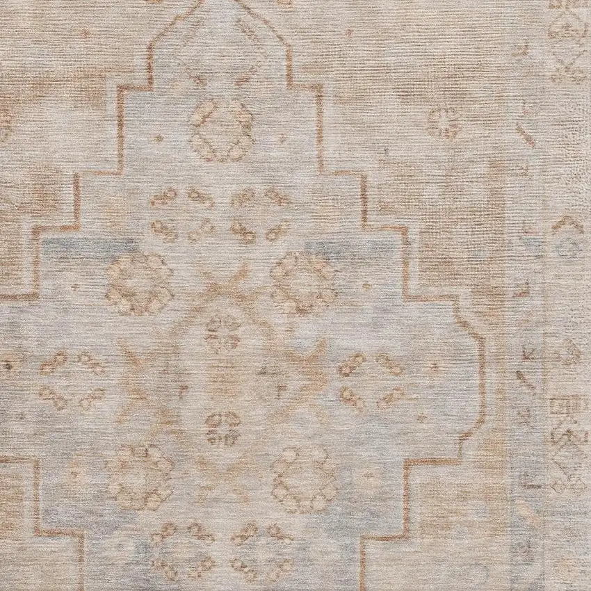 Copper And Gray Medallion Washable Area Rug With UV Protection Photo 3