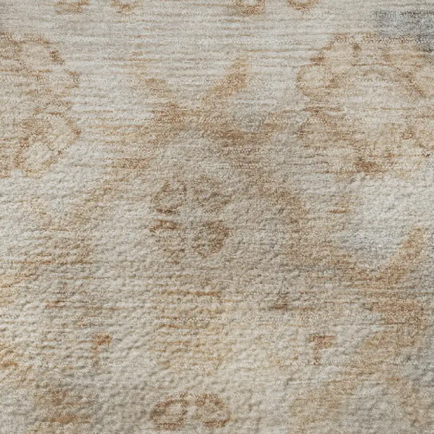 Copper And Gray Medallion Washable Area Rug With UV Protection Photo 8