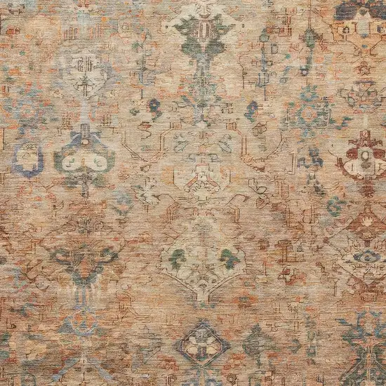 Copper And Gray Medallion Washable Indoor Outdoor Area Rug Photo 5