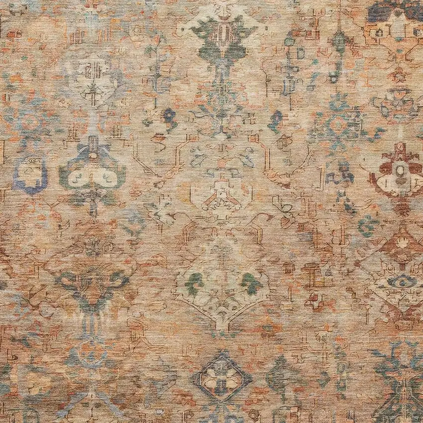 Copper And Gray Medallion Washable Indoor Outdoor Area Rug Photo 5