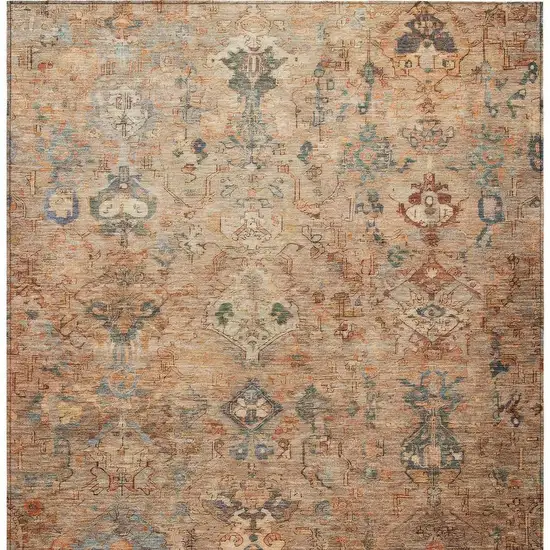 Copper And Gray Medallion Washable Indoor Outdoor Area Rug Photo 6