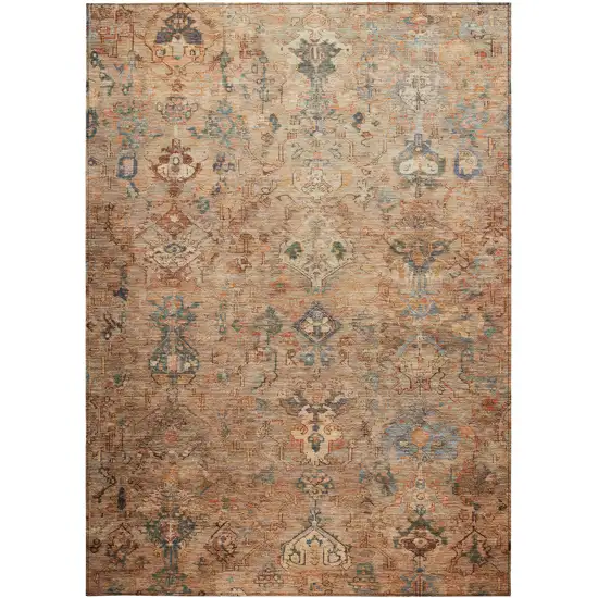 Copper And Gray Medallion Washable Indoor Outdoor Area Rug Photo 4