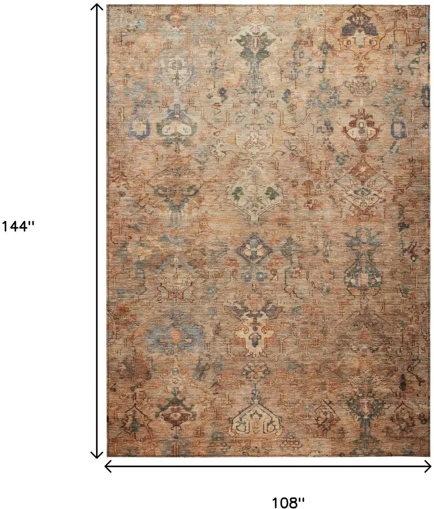 Copper And Gray Medallion Washable Indoor Outdoor Area Rug Photo 3