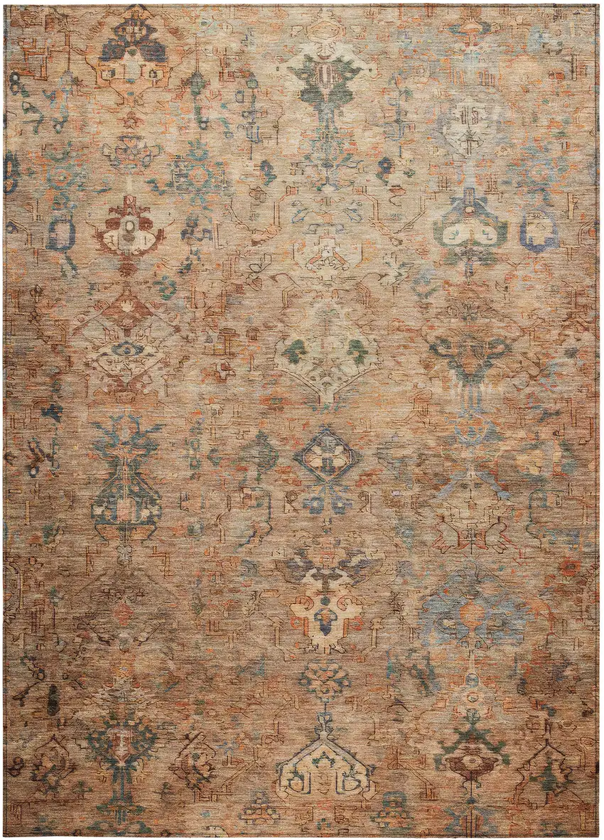 Copper And Gray Medallion Washable Indoor Outdoor Area Rug Photo 4