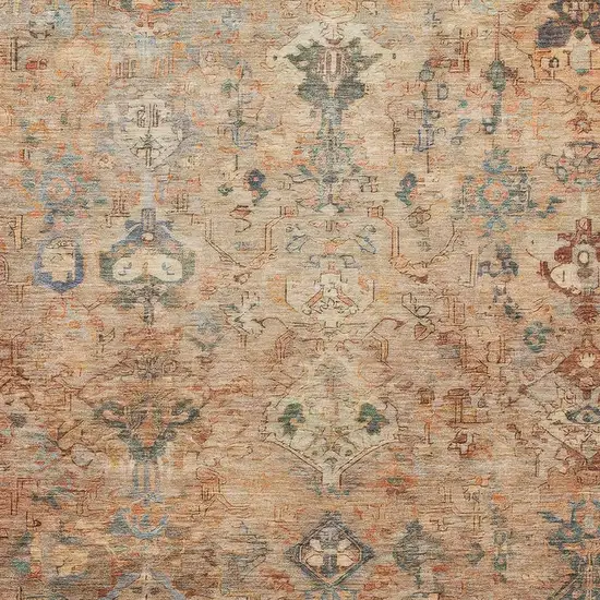 Copper And Gray Medallion Washable Indoor Outdoor Area Rug Photo 6