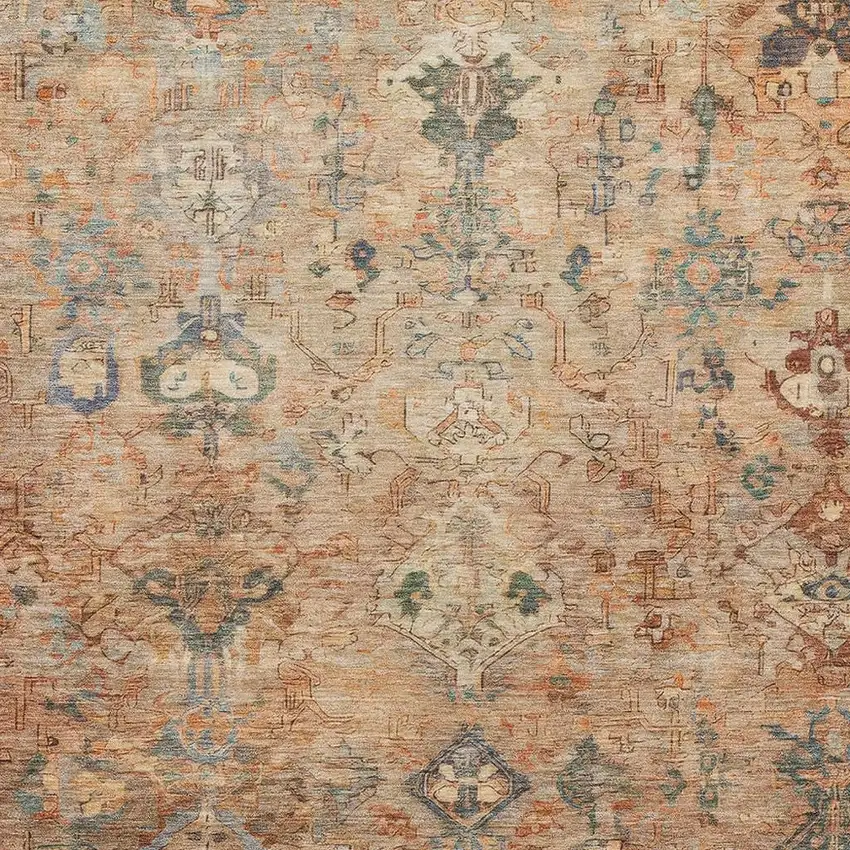 Copper And Gray Medallion Washable Indoor Outdoor Area Rug Photo 6